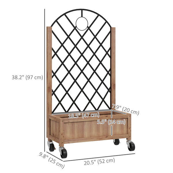 Jardinière surélevée avec treillis métallique, marron