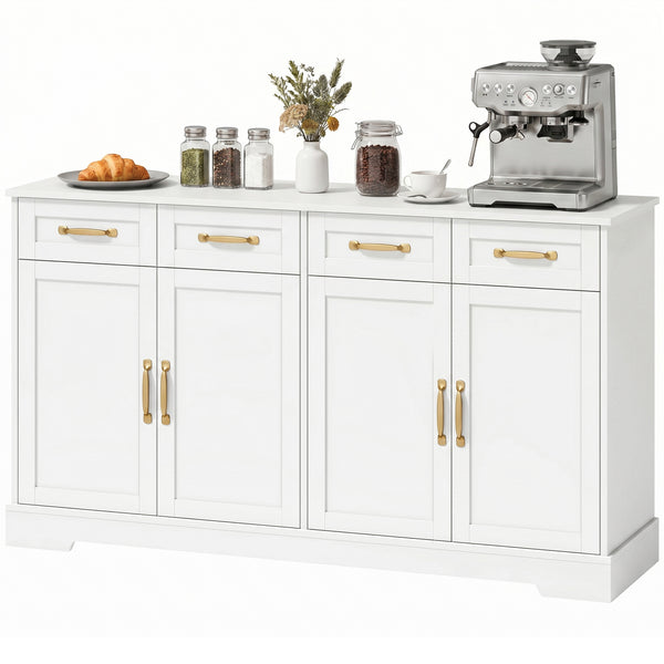 Buffet blanc 55 po à 4 portes et 4 tiroirs