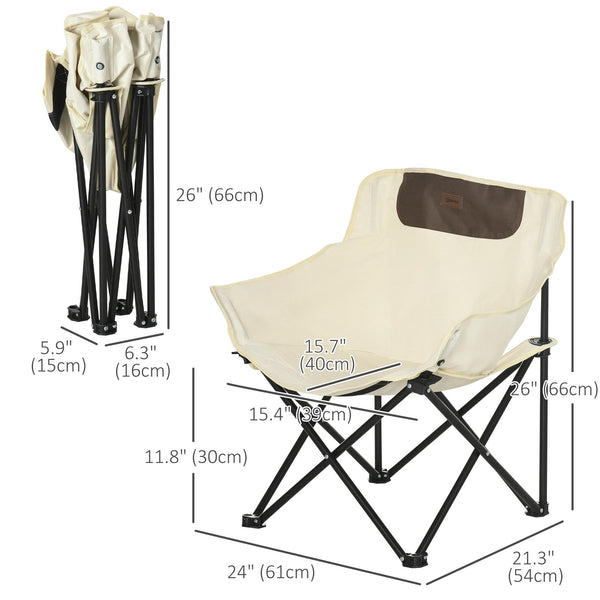 Chaise de camping portable  avec sac de transport et poche latérale, blanche