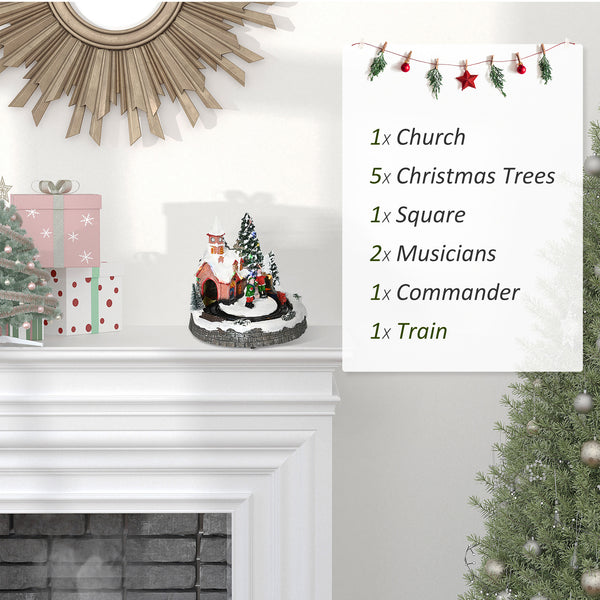 Maisons de Noël avec train rotatif multicolore