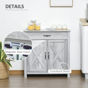 Buffet de style ferme avec portes coulissantes de style grange, finition gris veiné