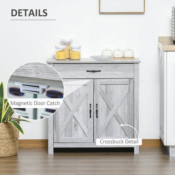 Buffet de style ferme avec portes coulissantes de style grange, finition gris veiné