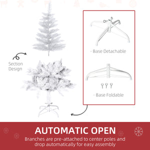 Sapin de Noël artificiel blanc de 4 pieds avec branches de pin réalistes et ouverture automatique