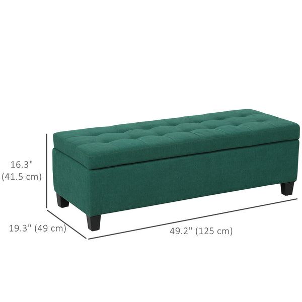 Banc d'entrée rectangulaire capitonné, vert foncé