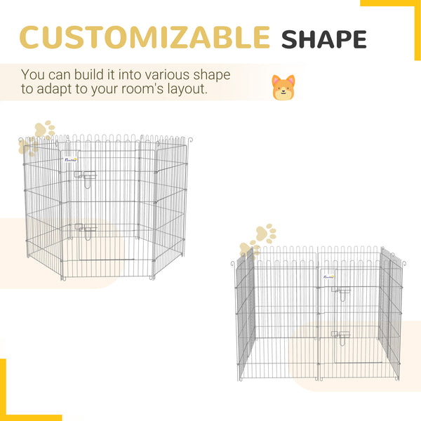 36inch 8-Panel Dog Playpen Octagon Pet Exercise Playpen Crate Foldable Dog Cage Pen Puppy Kennel, Black