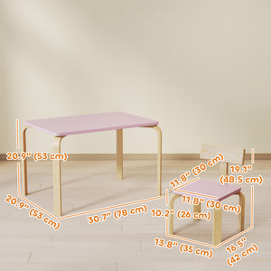 Ensemble table et 2 chaises, rose