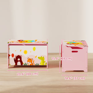 Storage chest with lid and safety hinges, pink