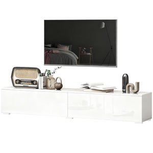 Floating TV Stand for TVs up to 75 Inch, 70.9" TV Cabinet, Entertainment Center with 2 Flip Doors, High Gloss White