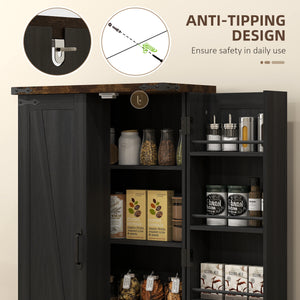 Garde-manger de style campagnard avec portes et étagères réglables, noir