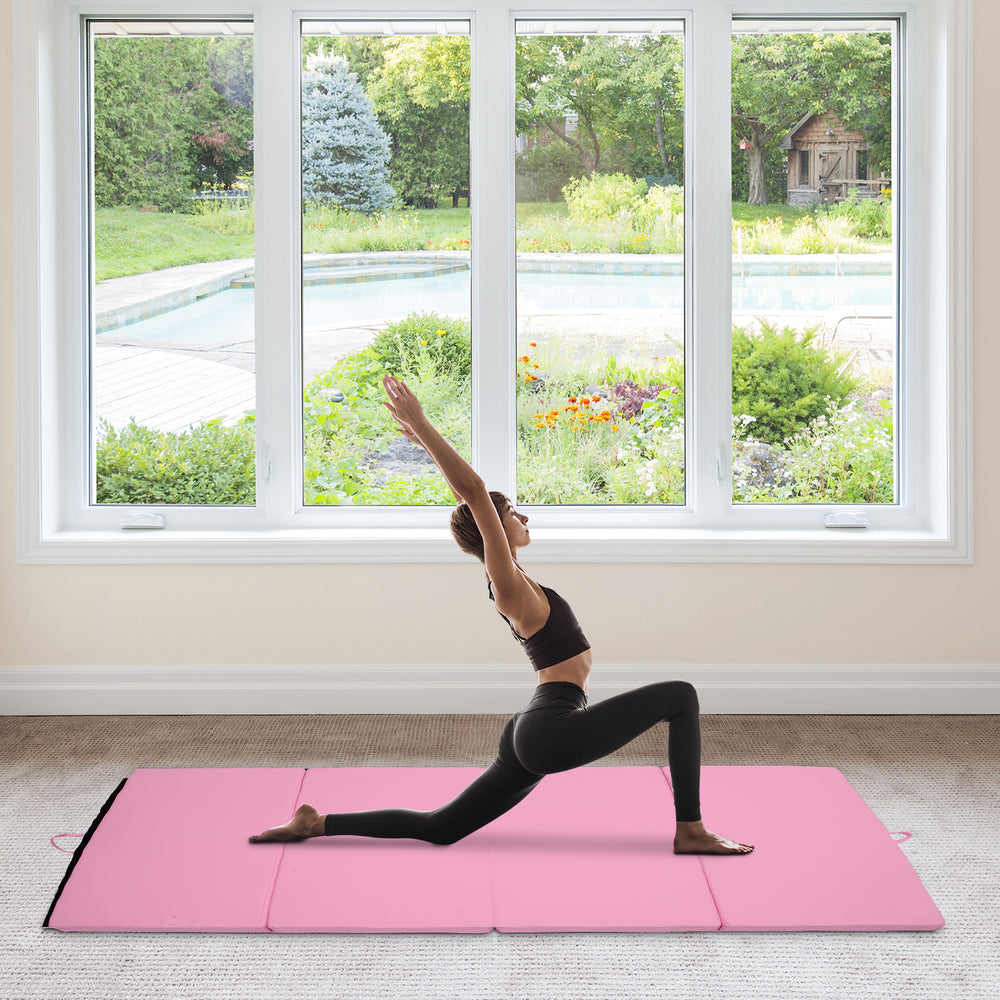 Tapis de gymnastique pliable 4'x6'x2'' avec poignées de transport, rose