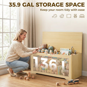 Coffre de rangement de 35,9 gal avec façade en rotin et couvercle à fermeture lente – Chêne