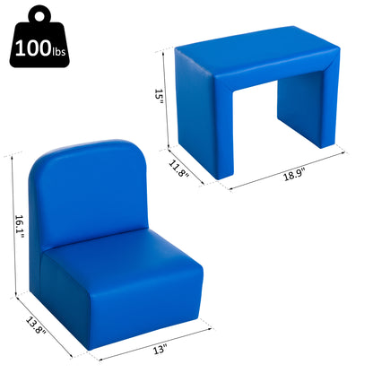 Canapé pour enfants 2 en 1 pour tout-petits de 3 à 9 ans, bleu