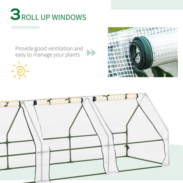 Portable mini outdoor greenhouse with large zippered doors