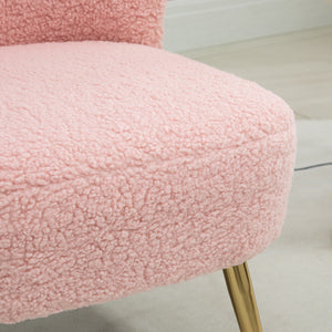 Fauteuil de salon avec rembourrage doux et pieds dorés, rose