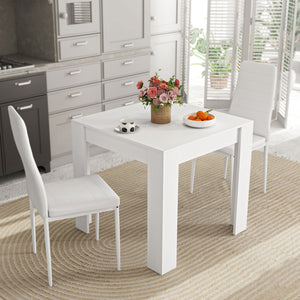 Table and chairs set for 2 people, upholstered in faux leather, white