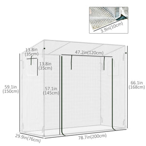Garden greenhouse with steel frame, door and window
