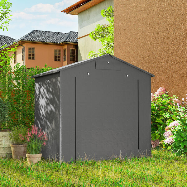 Waterproof portable garden shed with roll-up zip door, dark grey