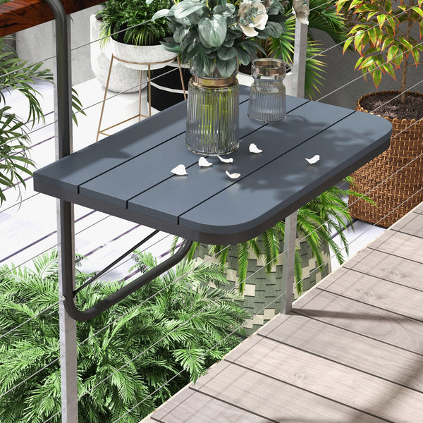 Table suspendue d'extérieur, table de balcon réglable, noir