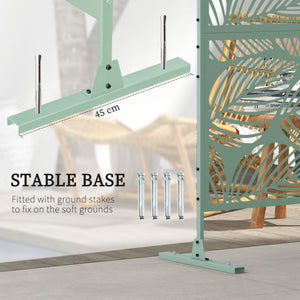 Paravent décoratif d'extérieur en métal avec support, motif feuille, vert clair