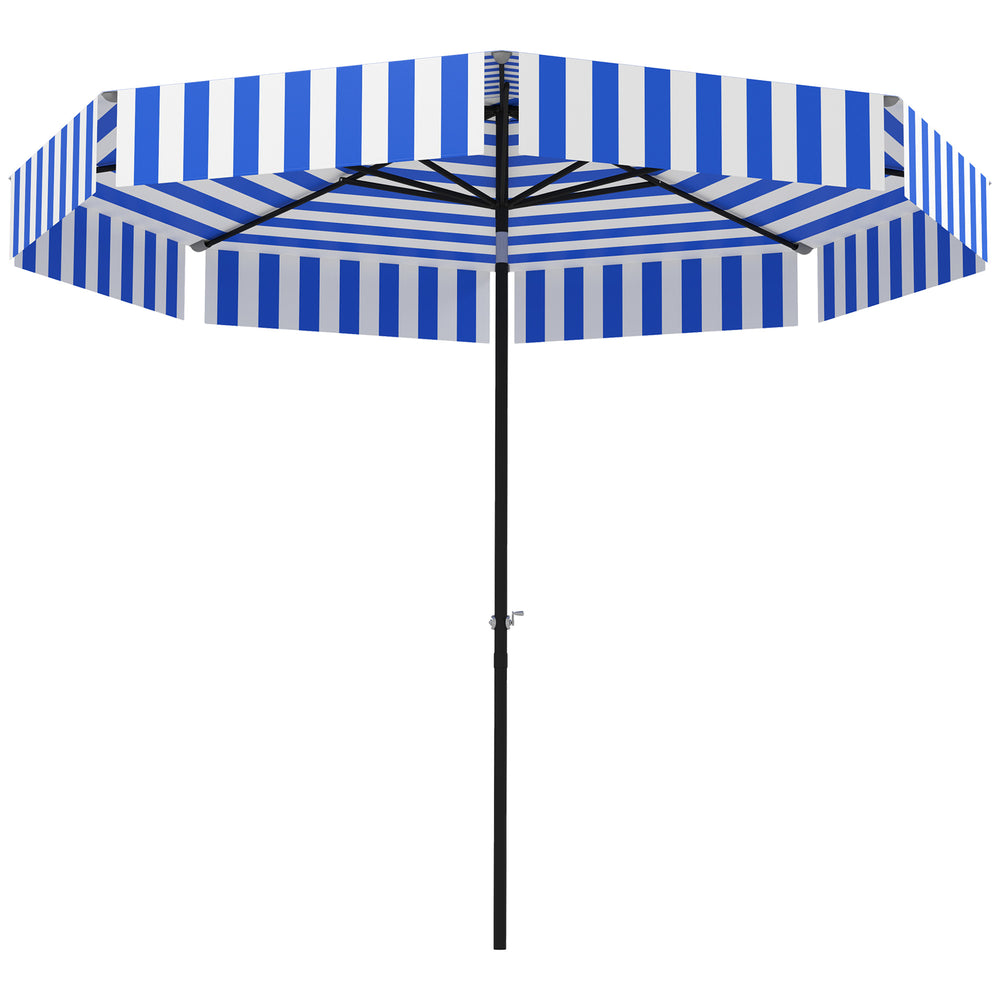 Parasol inclinable de 8,7 pieds avec manivelle et aération, bleu et blanc