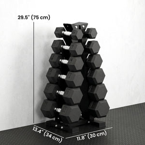 Ensemble d’haltères hexagonaux de 5 à 30 lb avec support de rangement vertical