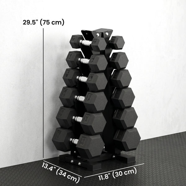 Ensemble d’haltères hexagonaux de 5 à 30 lb avec support de rangement vertical