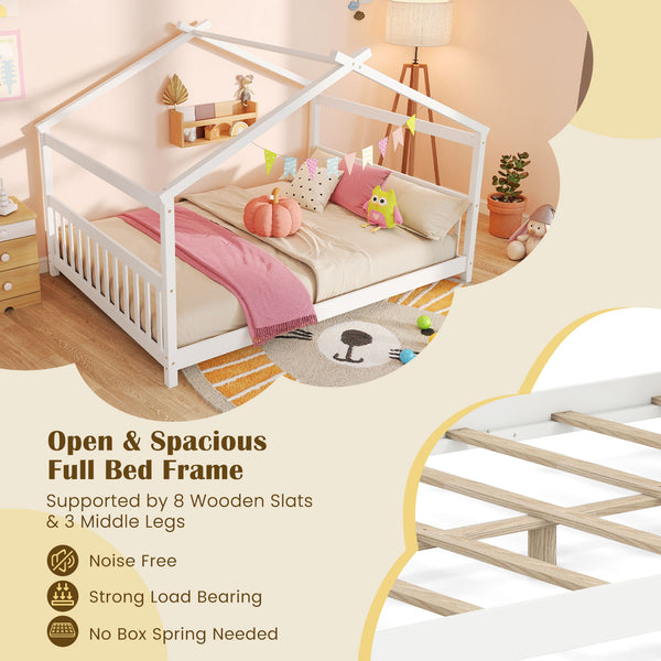 Lit maison Montessori double en bois massif avec tête de lit et sommier à lattes