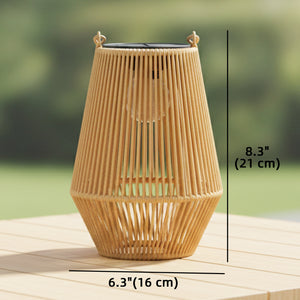 2-Pack Waterproof Solar Wicker Lanterns, Hanging Outdoor Lanterns with Auto On/Off and Handles, Brown