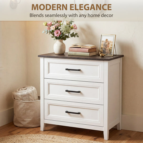 Commode à 3 tiroirs pour chambre à coucher, blanc