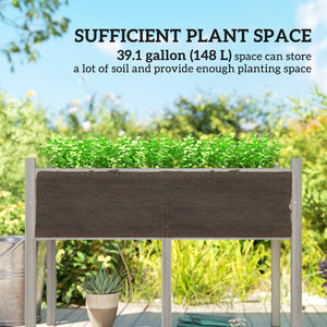 Jardinière surélevée en bois avec trous de drainage pour légumes, fleurs et parterres de jardin extérieurs, 115 x 55 x 80 cm, gris
