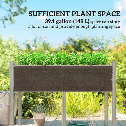 Outsunny Wooden Raised Bed with Drainage Holes for Vegetables, Flowers and Outdoor Garden Beds, 115 x 55 x 80 cm, Grey