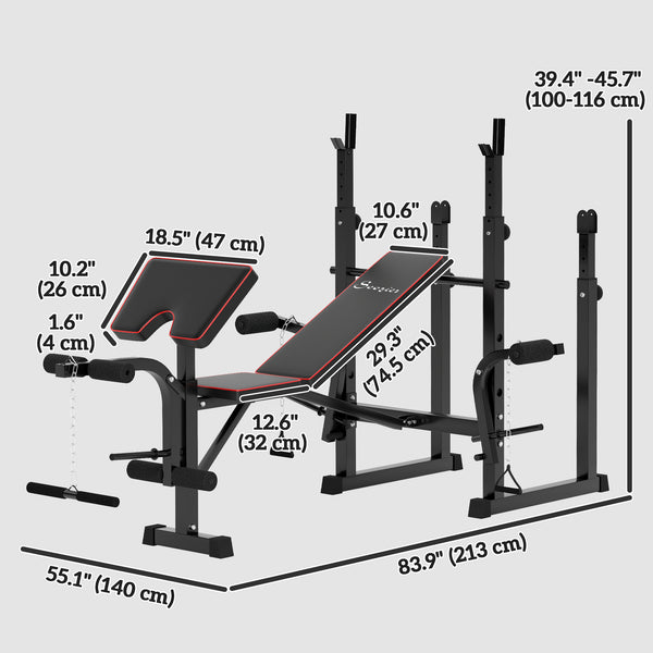 Banc de musculation avec support pour l'entraînement à domicile