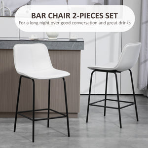 Lot de 2 tabourets de bar rembourrées à hauteur de comptoir, tabourets de cuisine avec pieds en acier