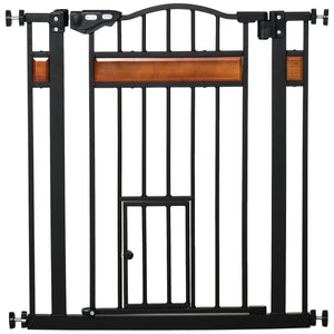 Barrière pour chien extra large avec chatière intégrée, noire