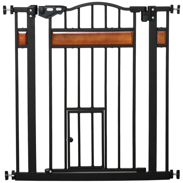 Barrière pour chien extra large avec chatière intégrée, noire