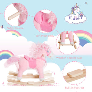 Kids Plush Rocking Horse, Rocking Toy with Realistic Sounds, Pink