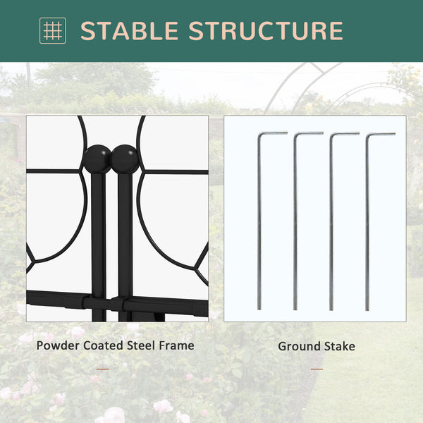 Arche de jardin en métal avec double portail, noir