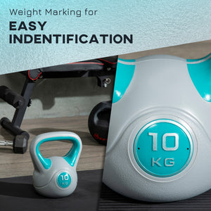 Kettlebell de 22 lb avec poignée large et base stable – Bleu pâle et gris