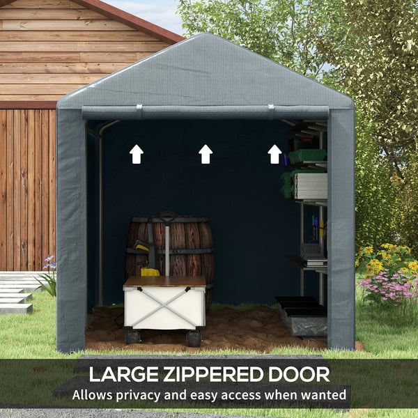 Portable bicycle shelter with galvanized steel frame and large door