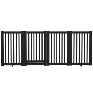 Barrière pour animaux de compagnie à 4 panneaux en bois autoportante, noire