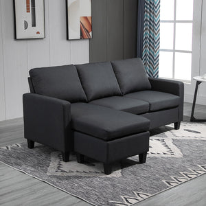 Canapé sectionnel moderne avec pouf, gris foncé