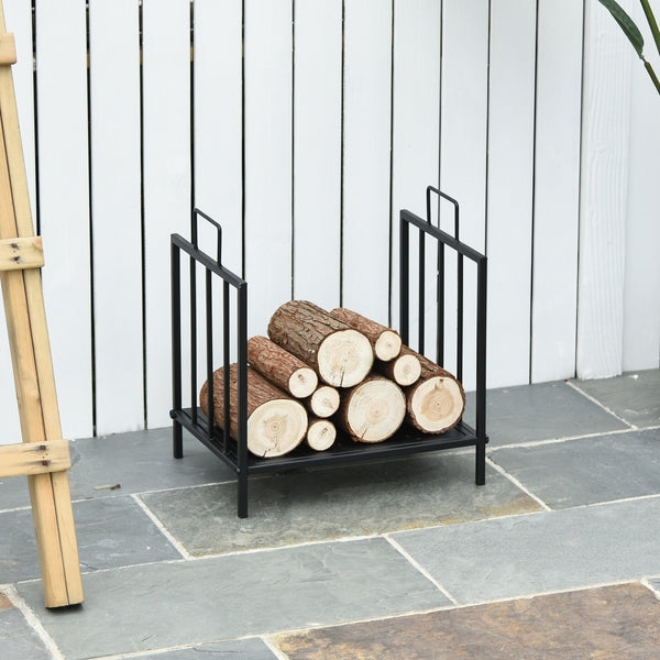 Porte-bûches en métal robuste de 44,5 cm avec poignées latérales