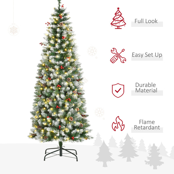 Sapin de Noël en forme de crayon givré de 6 pieds