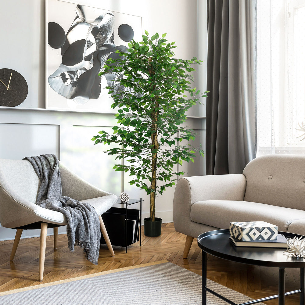 Ficus artificiel de 1,80 m, plante d'intérieur artificielle avec pot, pour la décoration intérieure