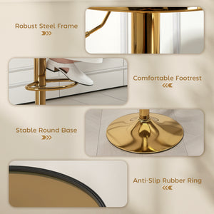 Ensemble de 2 tabourets de bar en acier, or