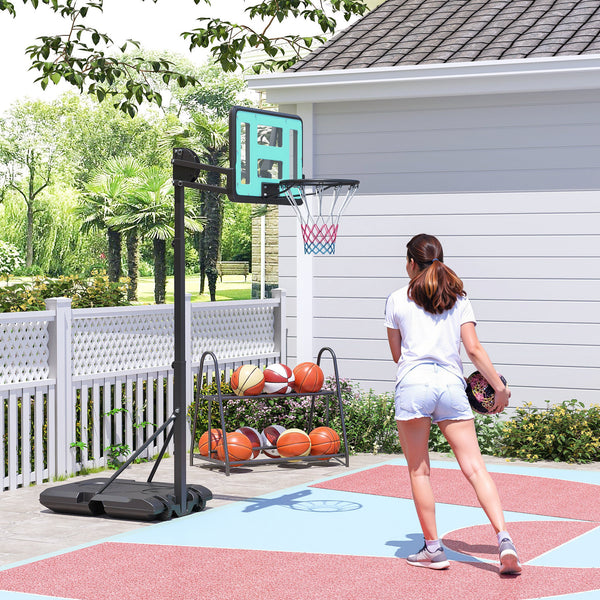 Basketball hoop with stand, weighted base and unbreakable backboard