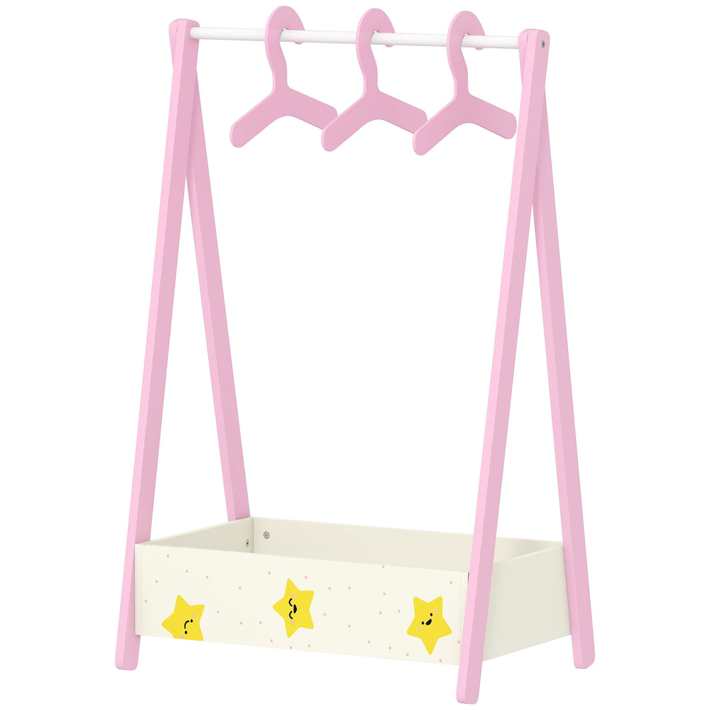 Portant à vêtements avec étagère de rangement et cintres, rose