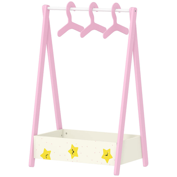Portant à vêtements avec étagère de rangement et cintres, rose