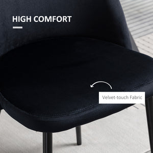 Set of 2 mid-back chairs with black velvet upholstery