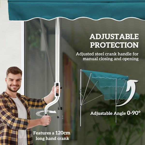 6.6'x5' Manual Retractable Patio Awning Window Door Sun Shade Deck Canopy Shelter Water Resistant UV Protector Green